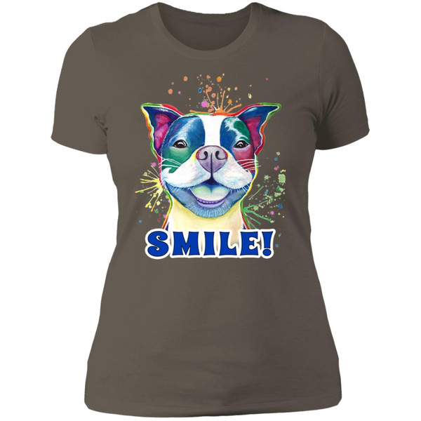 Smile! Smiling Boston Terrier Design Ladies' Boyfriend T-Shirt