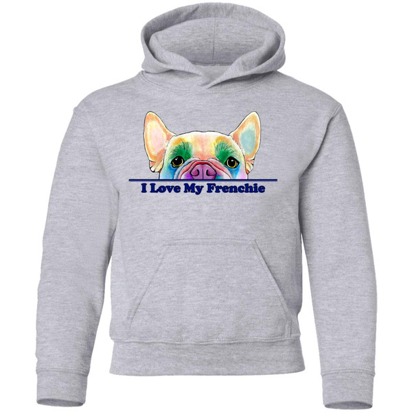 I Love My Frenchie Pee-a-Boo French Bulldog Design Youth Pullover Hoodie