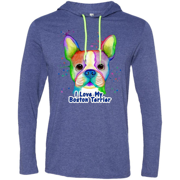 I Love My Boston Terrier Colorful Boston Terrier Design LS T-Shirt Hoodie 987