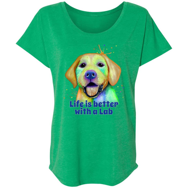 Life is Better with a Lab Labrador Retriever Design Ladies' Triblend Dolman Sleeve NL6760