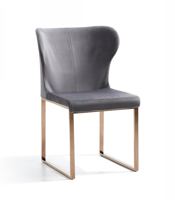 VIG Furniture VGHBHN54-GRY Modrest Chadwick Modern Grey Velvet & Rosegold Dining Chair