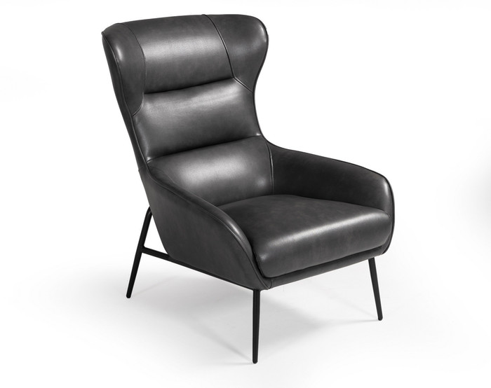 VIG Furniture VGBNEC-084-GRY Divani Casa Susan Modern Dark Grey Leatherette Lounge Chair