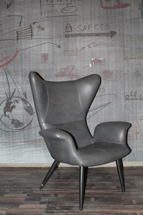 VIG Furniture VGBNEC-067-GRY Divani Casa Slater Modern Dark Grey Leatherette Lounge Chair