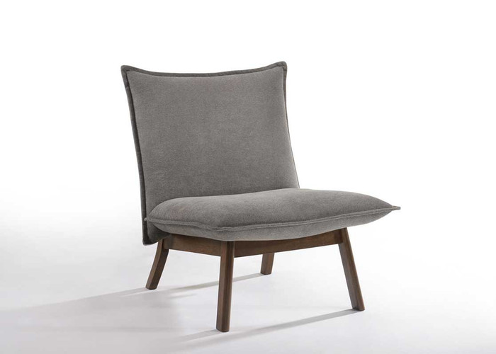 VIG Furniture VGMAMI-734-GRY Modrest Gardner Modern Grey & Walnut Lounge Chair