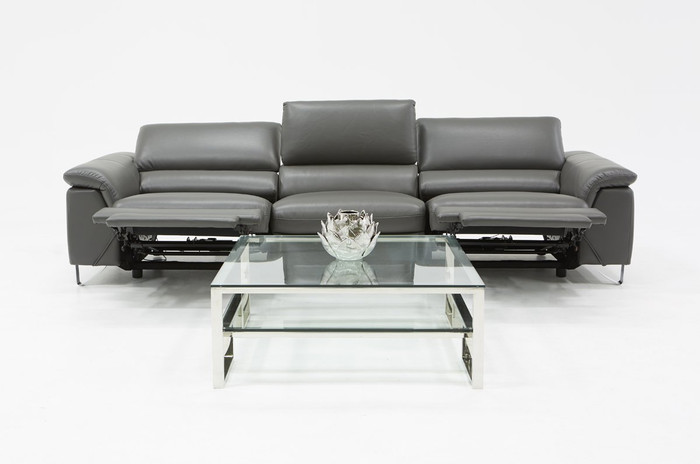VIG Furniture VGKNE9104-ECO-DK-GRY Divani Casa Maine Modern Grey Eco-Leather Sofa W/ Electric Recliners