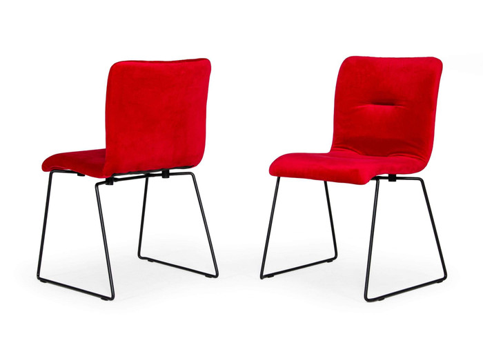 VIG Furniture VGMAMI-913-RED Modrest Yannis - Modern Red Fabric Dining Chair (Set Of 2)