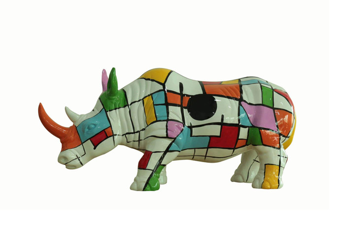 VIG Furniture VGTHDL-546 Modrest Abstract Colorful Rhino Sculpture