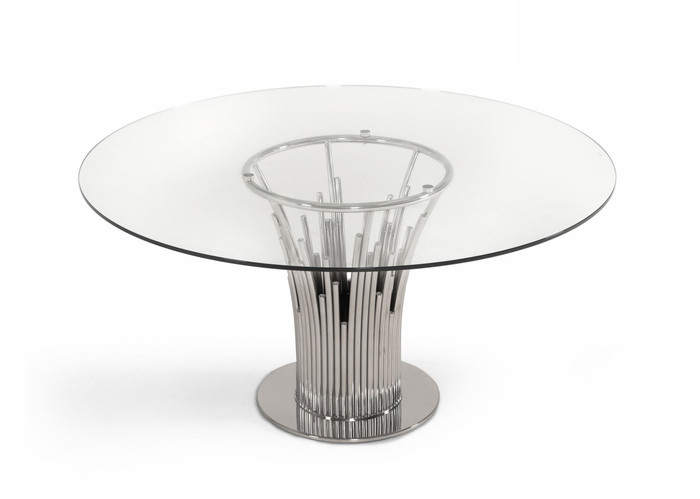 VIG Furniture VGVC-T817-RND Modrest Paxton - Modern Round Glass & Stainless Steel Dining Table