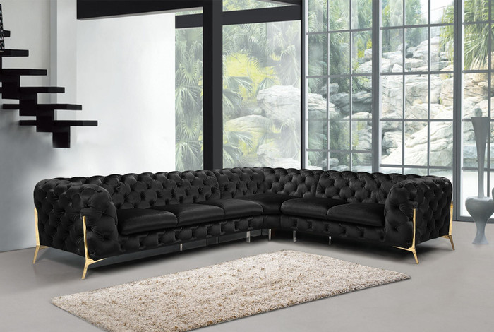 VIG Furniture VGCA1346A-BLK Divani Casa Sheila - Modern Black Velvet Sectional Sofa