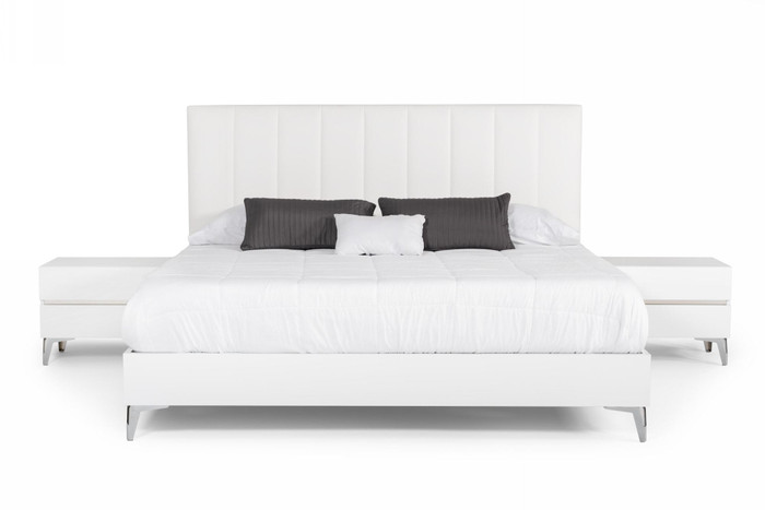 VIG Furniture VGACANGELA-SET-NOWINGS Nova Domus Angela - Italian Modern White Eco Leather Bed W/ Nightstands