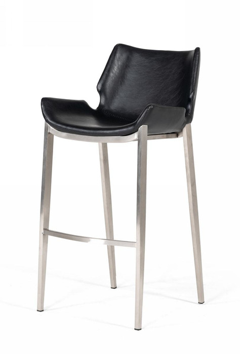 VIG Furniture VGHR5368-B Modrest Dave - Modern Black Eco-Leather Bar Stool (Set Of 2)