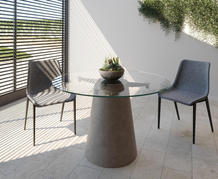 VIG Furniture VGLBVIG-DT120 Nova Domus Essex - Contemporary Concrete, Metal And Glass Round Dining Table