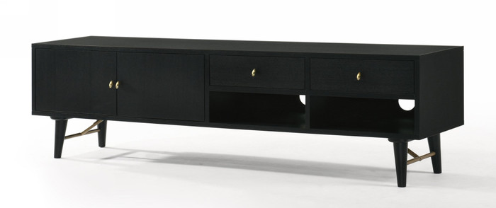 VIG Furniture VGMABH-652-TV Modrest Bonfoy - Modern Black Ash Tv Stand