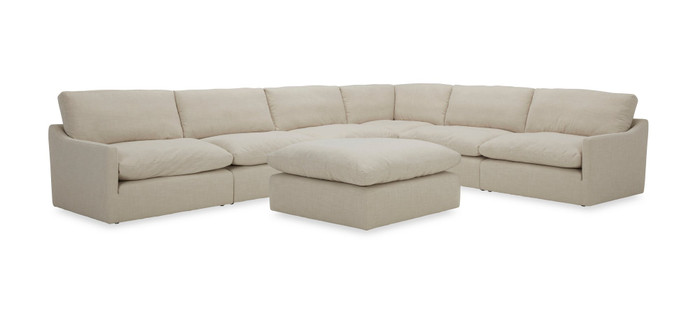 VIG Furniture VGKKKF2637-B1223 Divani Casa Fedora - Modern White Fabric Sectional Sofa W/ Ottoman