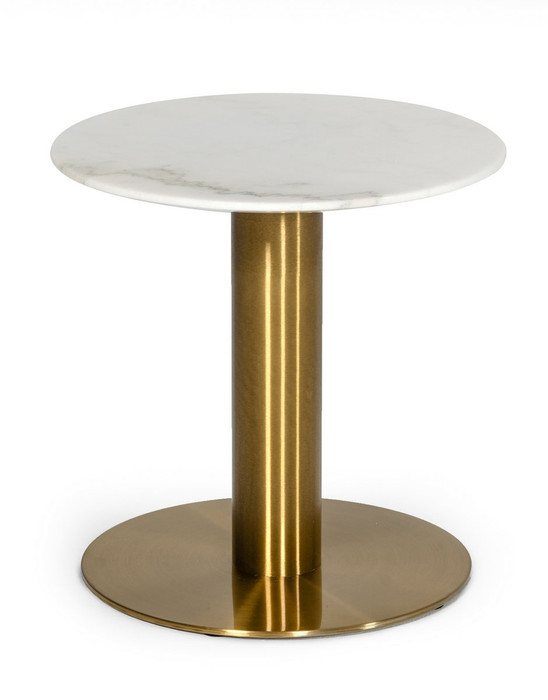 VIG Furniture VGEUMC-6931ET Modrest Fairway - Glam White Marble And Brushed Gold End Table