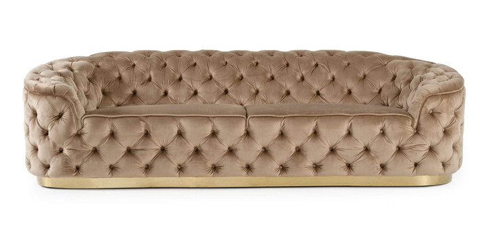 VIG Furniture VGUIMY529 Divani Casa Murdoch - Glam Beige And Gold Fabric Sofa