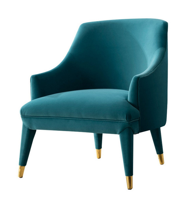 VIG Furniture VGYUHD-1969 Divani Casa Jenner - Modern Aqua Velvet Accent Chair