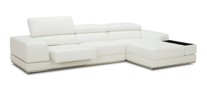 VIG Furniture VGKK1576-MINI-L2927 Divani Casa Chrysanthemum Mini - Modern White Leather Sectional Sofa