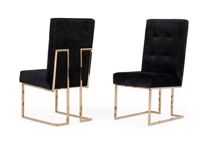 VIG Furniture VGVCB012-BLK-DC Modrest Legend - Modern Black & Rosegold Dining Chair (Set Of 2)