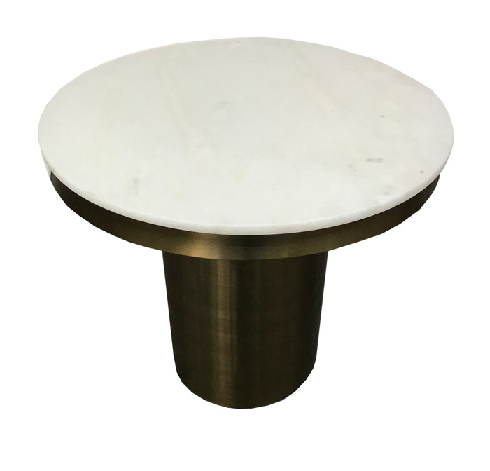 VIG Furniture VGGMM-ET-1360A Modrest Rocky - Glam White & Gold End Table