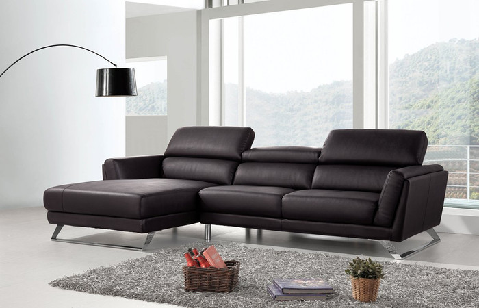 Divani Casa Doss Modern Black Eco-Leather Sectional Sofa