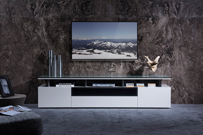 Modrest Hurst Contemporary Grey Gloss Tv Stand