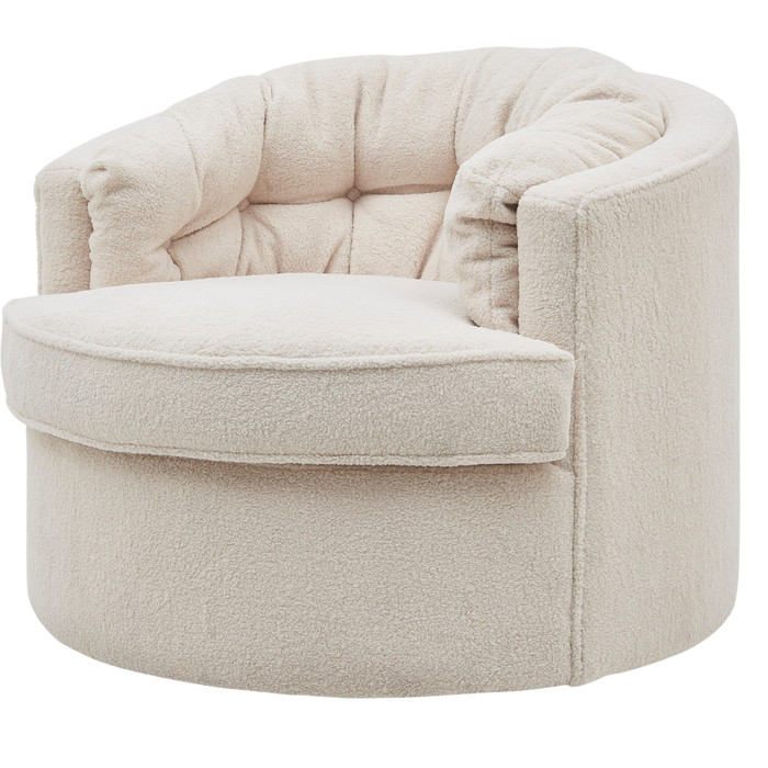 New Pacific Direct Priscille Faux Shearling Fabric Swivel Accent Arm Chair, Shearling Beige 1250016-560
