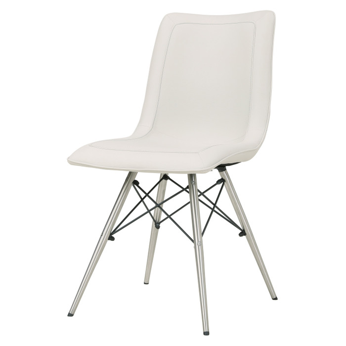 New Pacific Direct Blaine Kd Pu Dining Side Chair Stainless Steel Legs, Light Cream - Set Of 2 568236P-LC-SS