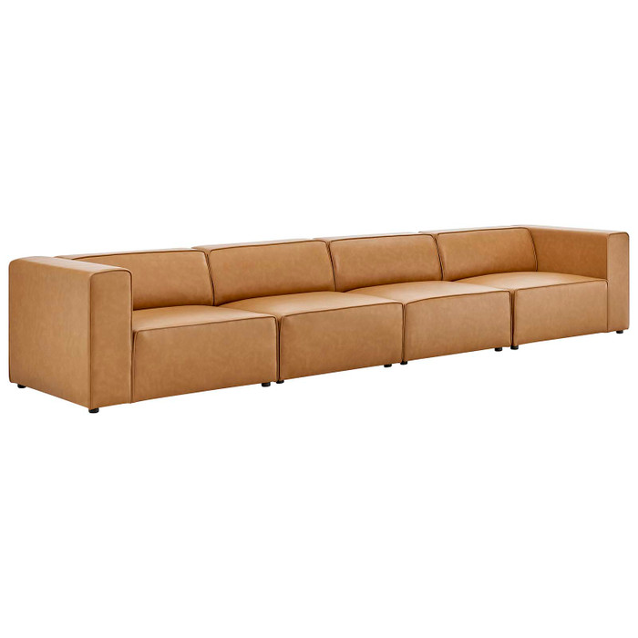 EEI-4793-TAN Mingle Vegan Leather 4-Piece Sectional Sofa By Modway