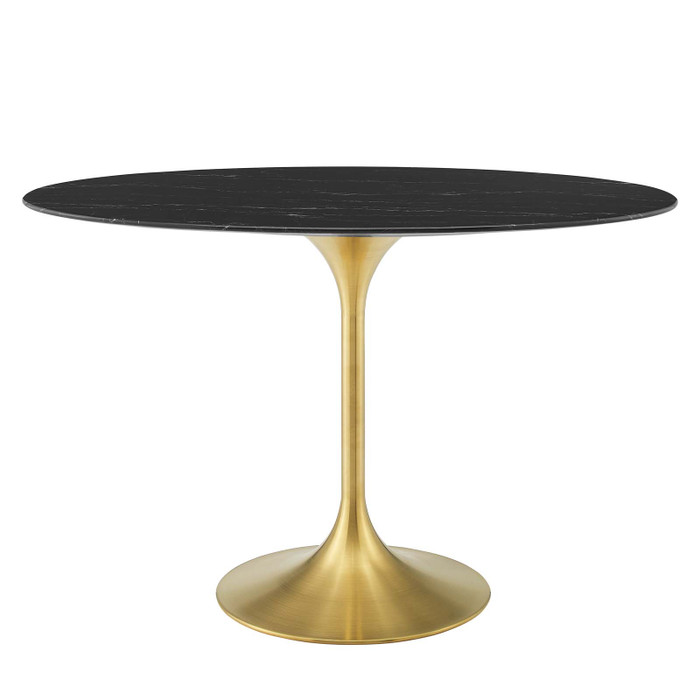 EEI-5227-GLD-BLK Lippa 48" Oval Artificial Marble Dining Table By Modway