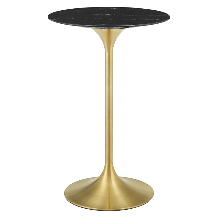 EEI-5533-GLD-BLK Lippa 28" Artificial Marble Bar Table By Modway