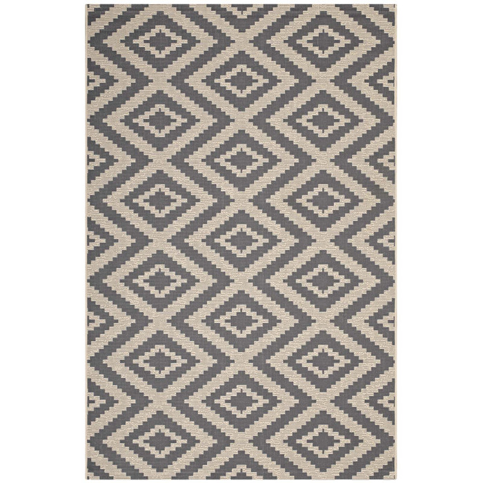 R-1135A-912 Jagged Geometric Diamond Trellis 9X12 Indoor And Outdoor Area Rug By Modway