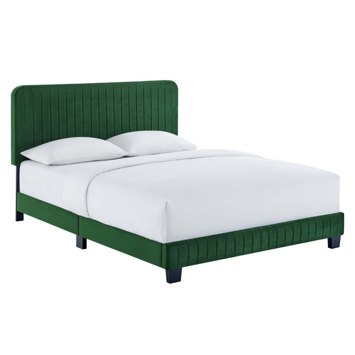 MOD-6333-EME Celine Channel Tufted Performance Velvet King Platform Bed By Modway