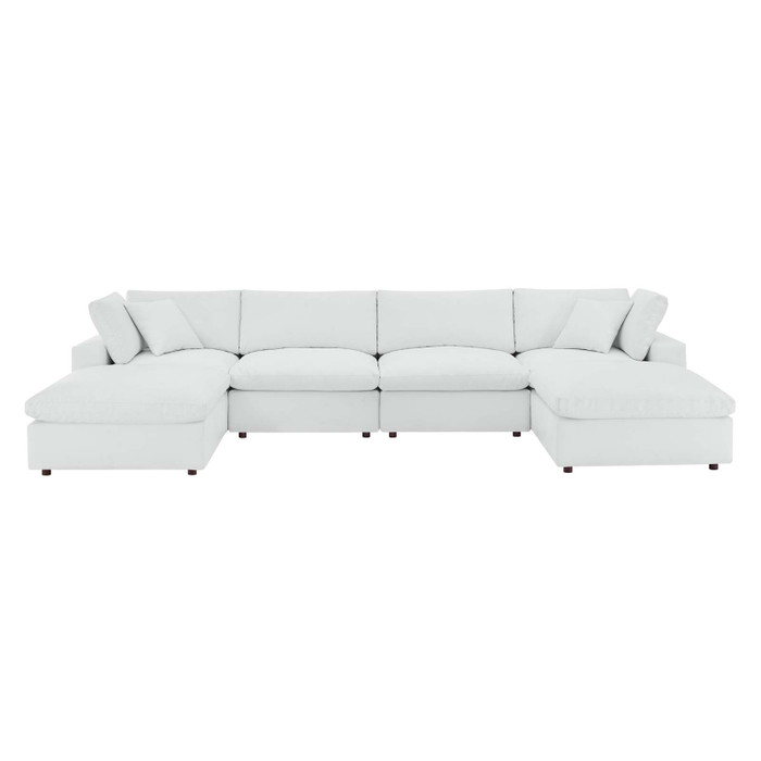 EEI-4918-WHI Commix Down Filled Overstuffed Vegan Leather 6-Piece Sectional Sofa By Modway