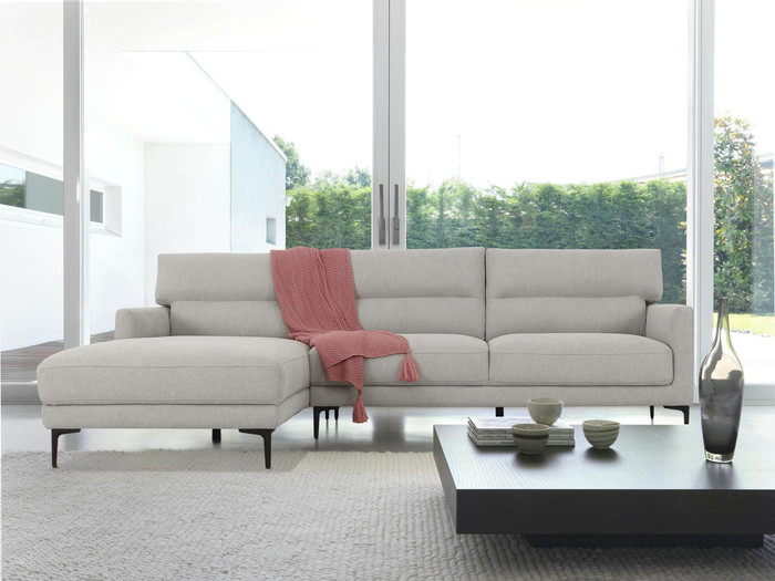 Divani Casa Paraiso - Modern Grey Fabric Left Facing Sectional Sofa VGKNK8610-LAF-GRY-SECT