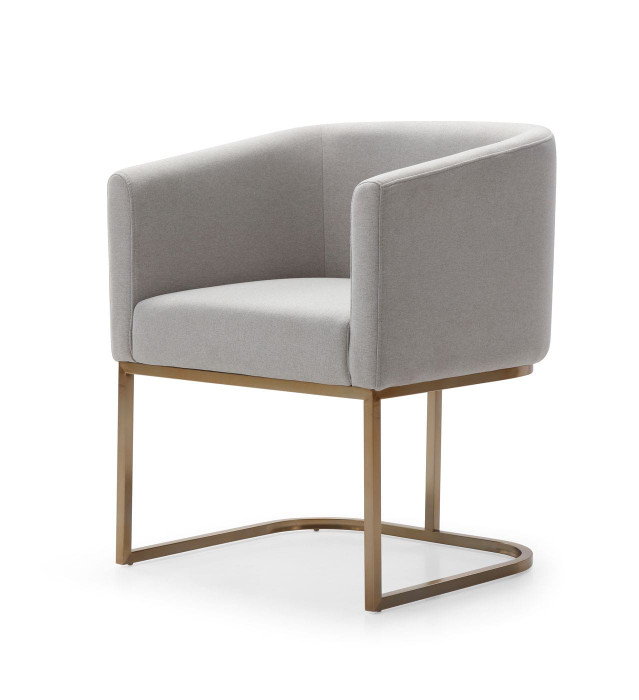 Modrest Yukon - Modern Light Grey Fabric & Antique Brass Dining Chair VGVCB8362-MGRYX-DC