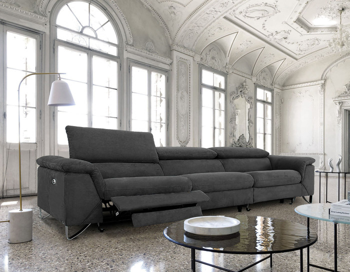 Divani Casa Maine - Modern Dark Grey Fabric Sofa W/ Electric Recliners VGKNE9104-E9-DGRY-4-S