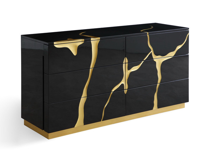 Modrest Aspen - Modern Black And Gold Dresser VGVCJ1801-D-BLKX-DRS