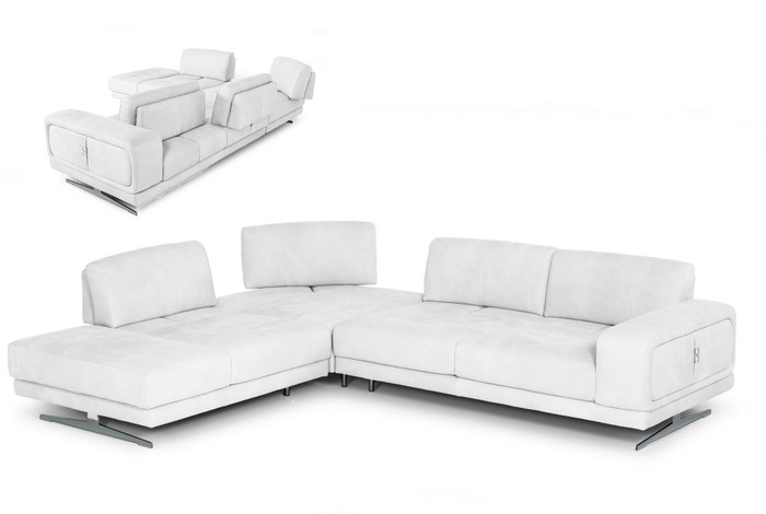 Coronelli Collezioni Mood - Italian White Leather Left Facing Sectional Sofa VGCCMOOD-SPAZIO-100-WHT-LAF-SECT