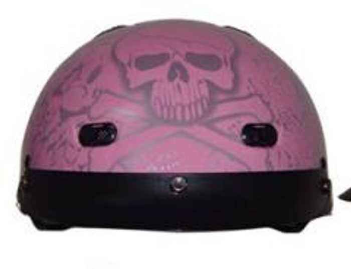 100VBYP 1Vbyp - Dot Vented Pink Boneyard Ladies Motorcycle Half Helmet Beanie Helmets By Nuorder