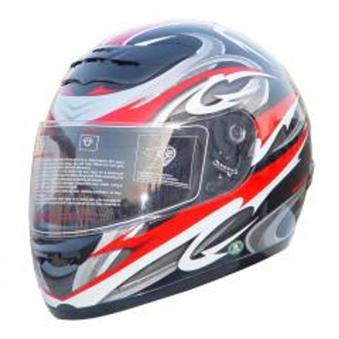 RZ80RG Rz80Rg - Dot Full Face Red Graphic Motorcycle Helmet By Nuorder