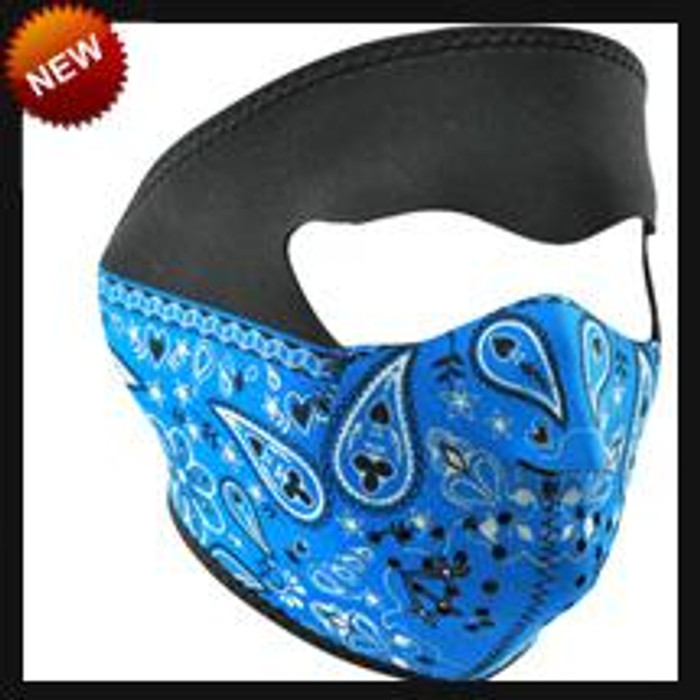 FMC3 -WNFM063-C3 Face Mask - Blue Paisley Bandanna Neoprene By Nuorder