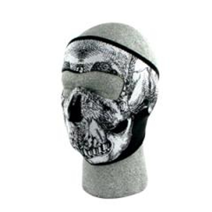 FMA11 -WNFM002G-A11 Face Mask - Neoprene Face Mask, Glow In The Dark, Blk & White Skull Face By Nuorder