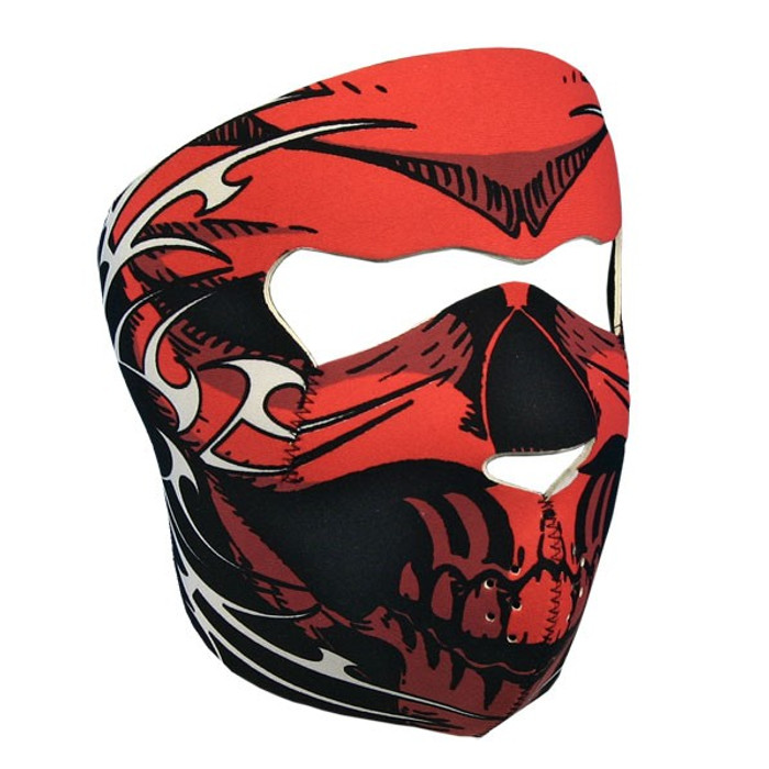 FME19 -FMA1017-E19 Face Mask - Red Tribal Skull Neoprene By Nuorder