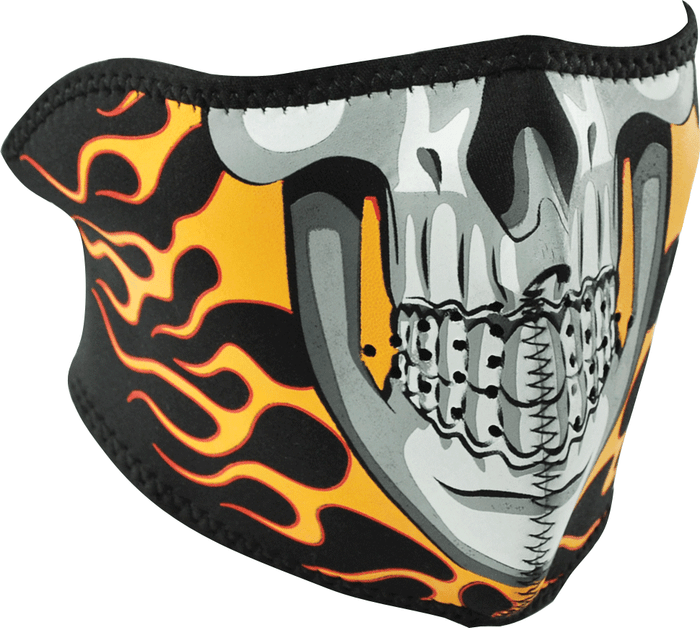 FME9 -WNFM061H-E9 Face Mask - 1/2 Burning Skull Mask Neoprene By Nuorder