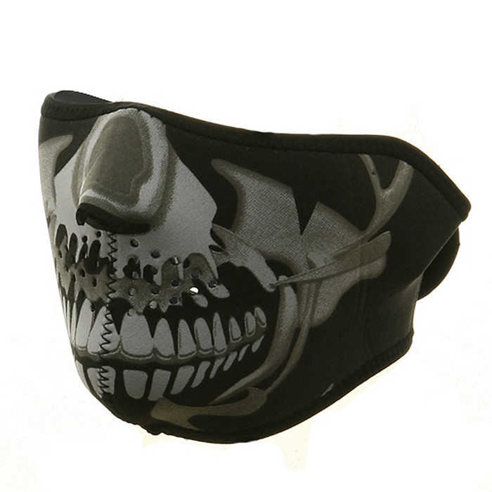 FMG7 -WNFM023H-G7 Face Mask - 1/2 Chrome Skull Face Neoprene By Nuorder