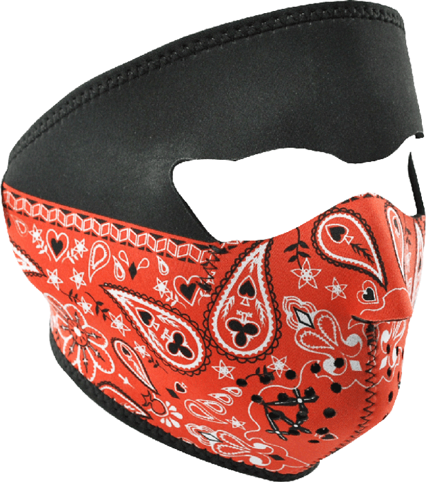 A1 -WNFM063 Face Mask - Red Paisley Bandanna Neoprene By Nuorder