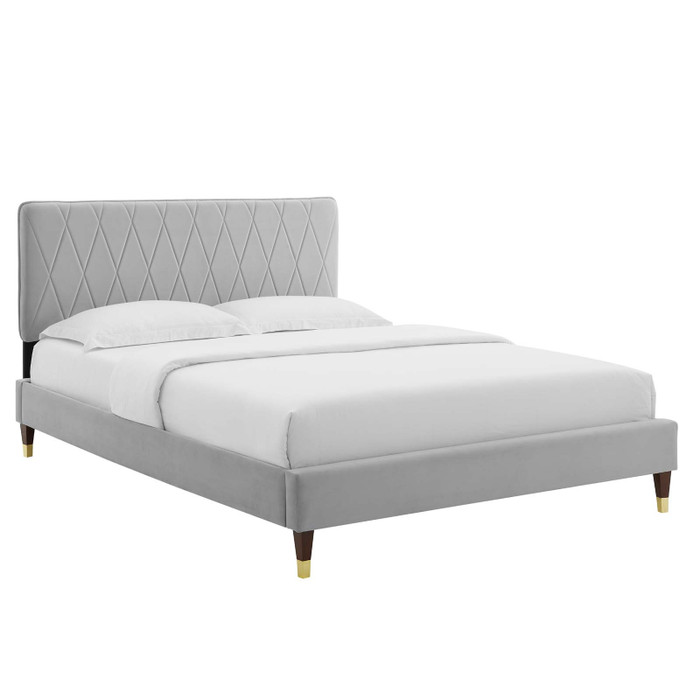 MOD-6929-LGR Phillipa Performance Velvet King Platform Bed By Modway