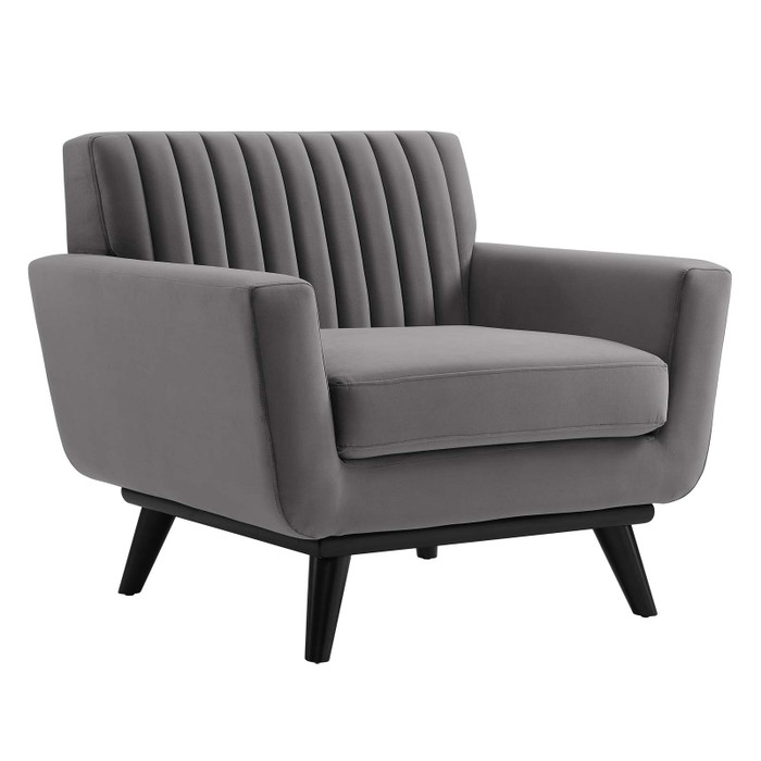 EEI-5457-GRY Engage Channel Tufted Performance Velvet Armchair By Modway