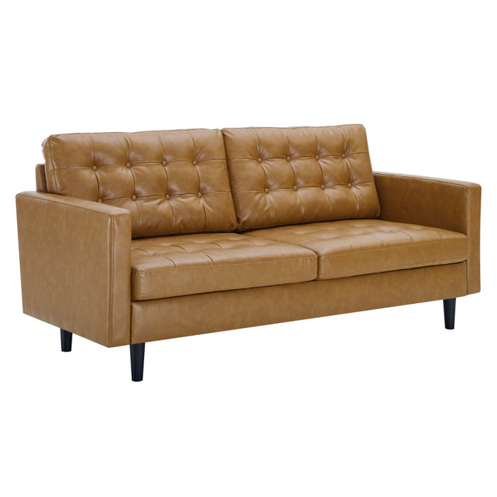 EEI-4446-TAN Exalt Tufted Vegan Leather Sofa By Modway